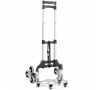GOPLUS Diable Pliable 3 Roues en Aluminium,Chariot d’Escalier avec Corde de Fixation, Poignée Télescopique en 3 Positions 63-106CM