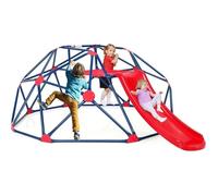 GOPLUS Dôme d'Escalade et Toboggan Enfants 3 Ans+,Échelle à Grimper Géométrique en Métal,Charge 150KG,Aire de Jeux,Rouge