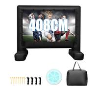 GOPLUS Ecran Gonflable Exterieur 4/4,5/5 m, Écran Geant Gonflable Videoprojecteur Projection Cinema avec Ventilateur, Sac Rangement, Piquets Sol, Installation Facile, Double Face(257 x144 cm)