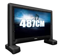 GOPLUS Ecran Gonflable Exterieur 4/4,5/5 m, Écran Geant Gonflable Videoprojecteur Projection Cinema avec Ventilateur, Sac Rangement, Piquets Sol, Installation Facile, Double Face (328 x 185 cm)