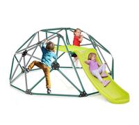 GOPLUS Ensemble 2 en 1 de Dôme d'escalade et Toboggan, Échelle à Grimper Géométrique en Métal Stable avec Charge 150KG, Aire de Jeux Extérieure et Intérieure pour Enfants 3+ Ans (Vert+Vert)