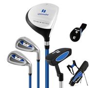 GOPLUS Ensemble Clubs de Golf pour Enfants, Inclus 205CC #3 Fairway, #7 & #9 Fers, Putter, Couvre-tête, Sac de Golf Portable avec Capuchon de Pluie, pour Garçons Filles de 11-13 Ans (Bleu)