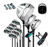 GOPLUS Ensemble Clubs de Golf pour Hommes 11 Pièces, Driver 460CC #1, Bois de Parcours #3, Hybride #5, Fers #5, #6, #7, #8, #9, #S & #P, Putter, Sac de Golf avec 7 Poches Zippées (Vert)