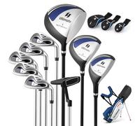 GOPLUS Ensemble Complet de Clubs de Golf pour Hommes, 3 Fairway, 5 Hybrides 1 Driver et 1 Sac Support, Bretelles Réglables, Clubs de Golf pour Hommes Main Droite (Bleu)