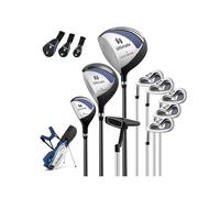 GOPLUS Ensemble de Club de Golf pour Homme avec Driver #1, Fairway #3, Hybride #4, 5 Fers et Un Putter, Sac de Golf Portable avec Bandoulière et Poignée, Adapté aux Passionnés et Débutants (Bleu)