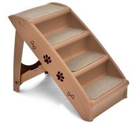 GOPLUS Escalier Pliable pour Chien/Chat en 4 Marches Feutre Confortable Charge 60KG 64 x 39 x 49 cm Brun