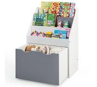 GOPLUS Étagère à Livres pour Enfants, Organisateur de Jouets avec 3 Étagères Ouvertes et Tiroir Roulant, Bibliothèque avec Kits Anti-Basculement, Cadeau Parfait pour Tout-Petits, 50X28X70 CM