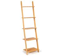 GOPLUS Étagère Échelle Murale à 5 Niveaux en Bambou, Meuble de Rangement 5 Étages de Style Simple et Naturel, Bibliothèque Multifonctionnelle pour Salon, Cuisine, Bureau, 43 x 35,5 x 165 CM