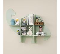 GOPLUS Étagère Murale pour Enfant, Étagère de Rangement en Forme de Dinosaure Mignon avec 6 Compartiments Ouverts, Organisateur Suspendu pour Livres, Jouets et Décorations, pour Chambre Salon