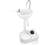 GOPLUS Évier de Camping Portable avec Pompe à Pied et roulettes, Station de Lavage avec Réservoir d'eau 17L, Porte-Serviettes, Distributeur de Savon pour Voyage, Pique-Nique, Randonnée