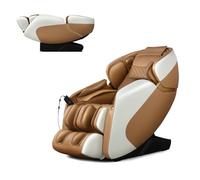 GOPLUS Fauteuil de Massage Corporel Electrique Gravité Zéro, Fauteuil de Massage Shiatsu Inclinable avec Track SL, Rouleau de Pied, Commande Filaire, Bluetooth (Brun)