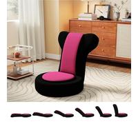 GOPLUS Fauteuil de Sol avec Appui-tête et Dossier Réglables, Assise Rembourrée en Mousse, Chaise Canapé Paresseuse Pliable pour Méditation, Lecture, Jeu,Charge 140 KG (Rose)