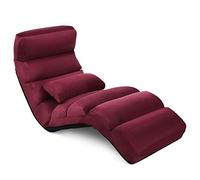 GOPLUS Fauteuil de Sol avec Dossier Inclinable Réglable sur 5 Niveaux, Canapé Paresseux avec Cadre en Fer et Coussin Chaise de Sol Pliable Longue Rembourrée, pour Salon/Chambre 175x55x20CM (Bordeaux)