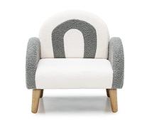 GOPLUS Fauteuil Enfant, Canapé Enfant en Peluche Teddy avec Dossier et Accoudoirs Rembourré en Éponge, Canapé Ergonomique pour Enfants 3-5 Ans, pour Chambre, Jardin d’Enfants, Gris