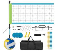 GOPLUS Filet de Volley-ball Exterieur Réglable en Hauteur, Kit de Volley Complet avec Poteaux en Métal, 9,75 m x 0,9 m (Vert)