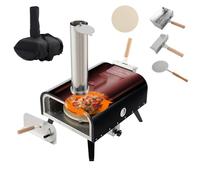 GOPLUS Four a Pizza Portable Acier Inoxydable, Pierre à Pizza Rotative 30CM | Four Pizza Bois Exterieur, Pelle à Pizza, Thermomètre, Sac de Transport, Pieds Pliable, pour Camping, Jardin