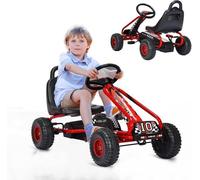 GOPLUS Go-Kart pour Enfant 3-6 Ans,Kart à Pédales Extérieur avec Siège Réglable sur 2 Positions,Frein à Main,Pneus,86x50x55CM(rouge)