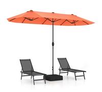 GOPLUS Grand Parasol de Jardin Exterieur avec Pied, 4M Parasol Rectangulaire Double Face pour 6 Personnes, avec Manivelle et Ventilation, pour Marché, Piscine, Terrasse, Balcon (Orange)