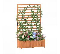 GOPLUS Jardinière avec Treillis pour Plantes Grimpantes, Brise Vue Jardin avec Bac à Plantes 150 cm pour Vignes, Légumes, Fleurs,Autoportant pour Balcon Extérieur (Orange,90x35x150CM)