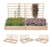 GOPLUS Jardinière Surélevée avec Treillis, Bac à Fleurs Extérieur en Bois avec Compartiments Divisés pour Fleurs, Légumes, Vignes Grimpantes, Assemblage DIY, Potager Surélevé pour Jardin, Patio