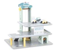 GOPLUS Jeu de Garage à 3 Niveaux, Parc de Stationnement de Jeu avec Ascenseur Fonctionnel, Héliport, Rampe, Centre de Lavage de Voiture, Station de Recharge et d'Essence, pour Enfant 3+ Ans