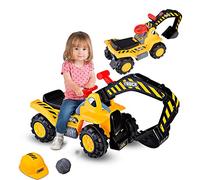 GOPLUS Jouet Bulldozer d’Excavatrice Porteur Electrique avec Casque, Véhicule Jouet d’Imitation pour Enfants Plus de 3 Ans avec Lame Mobile Manuelle, Jaune