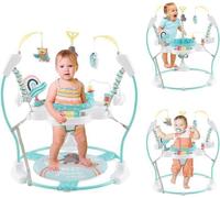 GOPLUS Jumperoo Bébé 6 Mois+ avec Siège Rotatif-Réglable en 3 Hauteur-9 Jouet Interactif/Lumière/Son-Centre d'Éveil à Rebonds Bleu