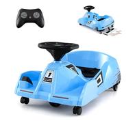 GOPLUS Kart Électrique Enfant 12V 2-4KM/H 2-5 Ans avec Serpillère Amovible, Kart de Nettoyage Enfants Télécommandée, Klaxon & Musique, Volant, Voiture Electrique Garçons Filles, Charge 30KG (Bleu)