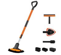 GOPLUS Kit de Déneigement Extensible, Grattoir à Glace Détachable pour Pare-Brise de Voiture avec Tête Pivotante à 180°, Poignée en Mousse, Kit de Déneigement Portable pour Voitures (4 in 1)