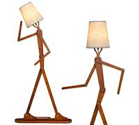 GOPLUS Lampadaire Décorative sur Pied 160 CM à Forme Humaine, Lampe en Bois avec Articulations Réglables, Forme Variable, Style Créatif pour Salon, Chambre, Bureau