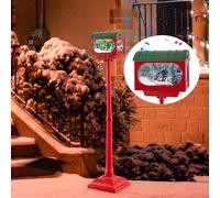 GOPLUS Lampadaire Noël 150 cm, Décoration Noel Exterieur Tournant Activé par Son avec Lumières Colorées, Musique, Effets Neige, Scène Festive, Lanterne Boite Mail à Neige Noel (Boite-150CM)