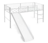 GOPLUS Lit Enfant, Lit Superposé avec Échelle et Toboggan Amovible, 198X96X109CM, Charge Max 150KG, Clôture de Sécurité, Espace de Rangement Spacieux sous Lit (Blanc)