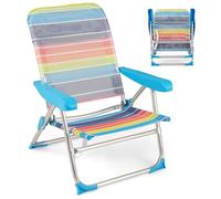 GOPLUS Lot de 2 Chaises de Plage, Chaise Camping Pliante avec Dossier Réglable 5 Positions, Ultra Leger, Cadre en Alu., Charge 150 kg, pour Pêche, Pique-Nique (64x64x83CM,Multicolore,2)