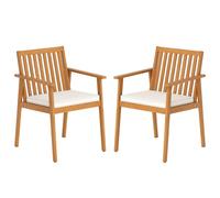 GOPLUS Lot de 2 Chaises Jardin Exterieur en Bois d'Acacia, Fauteuil Exterieur Dossier à Lattes et Coussin Amovible&Lavable, pour Salle à Manger, Balcon et Terrasse, Charge 180KG (64x59x86CM,Teck,2)