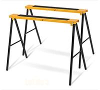 GOPLUS Lot de 2 Chevalet de Sciage, Tréteaux Pliable de Capacité Portante de 125KG, Chevaux de Scie Antidérapant, Outils Auxiliaires de Menuiserie et de Charpentier pour Couper du Bois, Jaune Noir