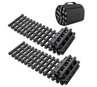 GOPLUS Lot de 2 Tapis de Traction Pneus Enroulables en TPR, Plaques de Récupération Portables, Aide d'urgence pour Neige, Glace, Boue, Sable, avec Sac pour Voiture, Camion (Noir, 82 x 21 cm)