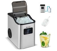 GOPLUS Machine à glaçons en pépites de comptoir, machine à glaçons compacte, 24kg par jour, recharge d'eau à 2 voies, autonettoyante, acier inoxydable, pour la maison, le bureau, le bar