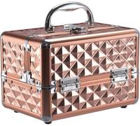 GOPLUS Mallette de Maquillage avec Miroir, Coffret de Maquillage avec 2 Etagère, Boîte à Maquillage Diverse Couleurs aux Choix 23x15x18CM (Noir) (Rose)