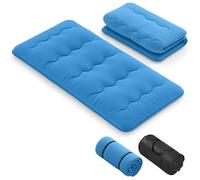 GOPLUS Matelas Futon Japonais 1/2 Personnes,Lit de Couchage Enroulable de Sol Pliable et Portable avec Sac de Transport pour Camping, Voyages en Voiture 90/140x200CM (Bleu, 90x200CM)