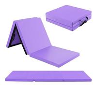 GOPLUS Matelas Gymnastique Pliant, Tapis de Yoga Epais, Tapis de Gymnastique Pliable, Tapis de Sol 180x60x5 cm, Violet