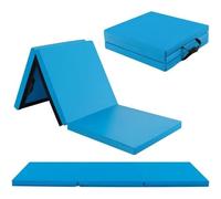 GOPLUS Matelas Gymnastique Pliant, Tapis de Yoga Epais, Tapis de Sol Pliable, Tapis de Gymnastique 180 x 60 x 5 cm, Bleu