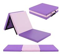 GOPLUS Matelas Gymnastique Pliant, Tapis de Yoga Epais, Tapis de Sol Pliable, Tapis de Gymnastique 180 x 60 x 5 cm, Violet
