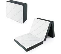 GOPLUS Matelas Pliable d’Invité en Mousse 193x80x10CM,à 3 Plis avec Surface en Fibre de Bambou-2 Poignées,pour Maison-Voyage