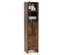 GOPLUS Meuble Salle de Bain d'angle, 20 x 18 x 80 CM, Colonne Salle de Bain Étroite avec Étagère Amovible et Réglable à 3 Niveaux, Kit Anti-Basculement et Bavettes Anti-Chute, Idéal pour Salon (Café)