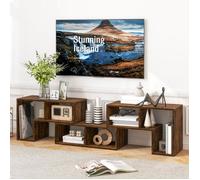GOPLUS Meuble TV Console 3 pièces pour téléviseurs jusqu'à 165,1CM,Style Moderne,Conception à Combinaison Libre,Café