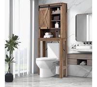 GOPLUS Meuble WC Étagère de Salle de Bain, Rangement au Dessus des Toilettes WC ou Lave-Linge, Armoire et 4 Étagères Ouvertes, 67 x 25 x 172 CM, Marron