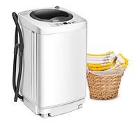 GOPLUS Mini Machine à Laver à Godet Unique, Puissance de 240W, Lave-linge avec Panneau de Commande Multifonction, Capacité de 3,5KG, avec Pompe de Drainage, Idéal pour Appartements Résidentiels