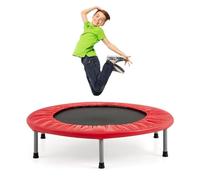 GOPLUS Mini Trampoline Fitness Pliable, Trampoline de Sport pour Intérieur avec Tapis de Sécurité, Charge Max 150KG, pour Adultes et Enfants (Rouge)