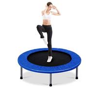 GOPLUS Mini Trampoline Fitness Pliable, Trampoline de Sport Silencieux pour Intérieur et Extérieur avec Tapis de Sécurité, Charge Max 150KG, pour Adultes et Enfants (Bleu)