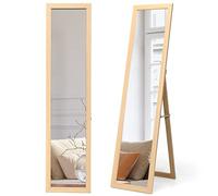 GOPLUS Miroir 2 en 1 Mural sur Pied, HD Miroir avec Cadre de Style Moderne, Psyché 147 x 29 CM, sur Toute La Longueur, Idéale pour Votre Vestibule ou Chambre à Coucher (Naturel)